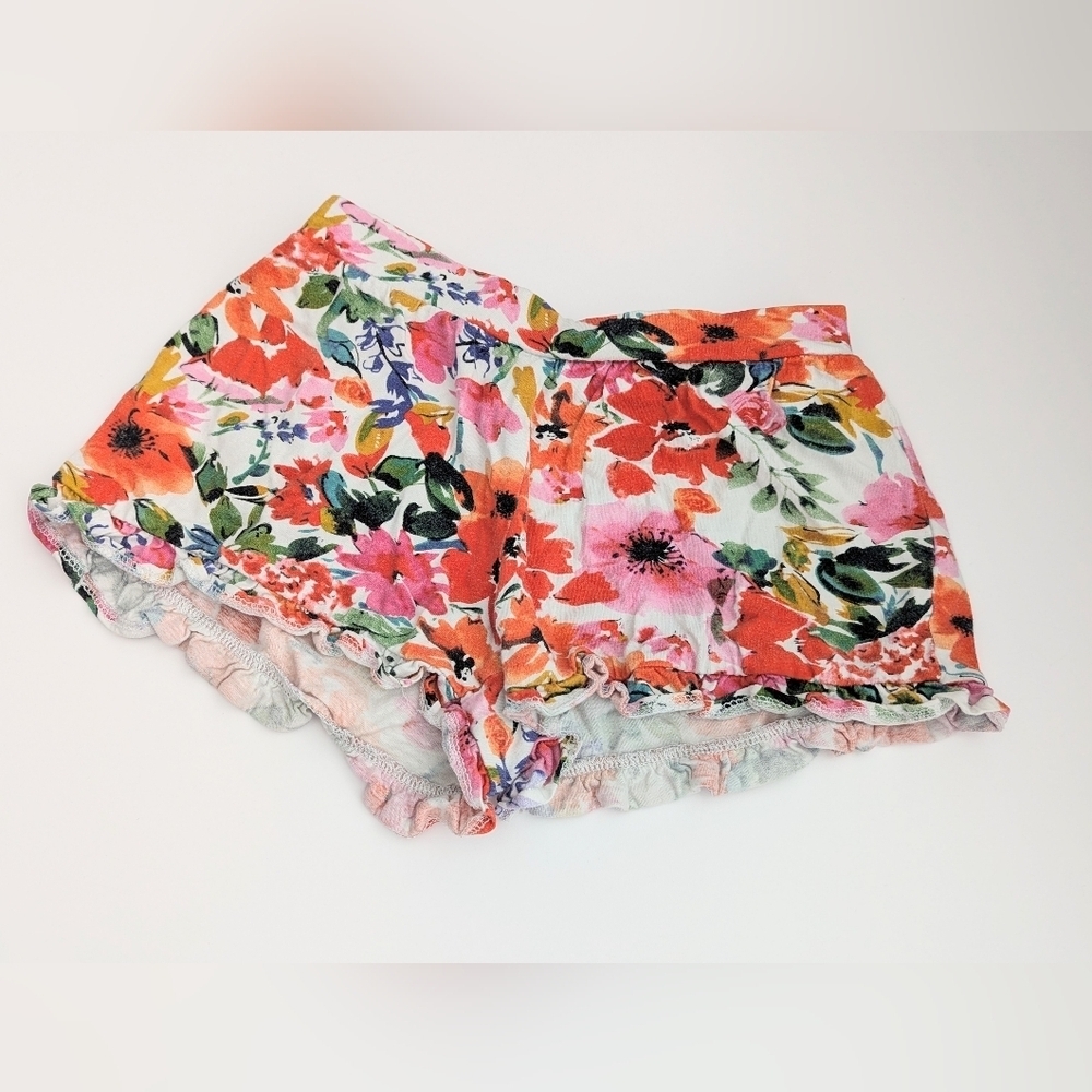 Mexx Kids (Size 6) Elastic Waist Multicolored Floral Shorts w/Ruffled Hems